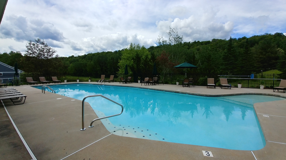 Heated outdoor pool at the Forest Ridge community clubhouse